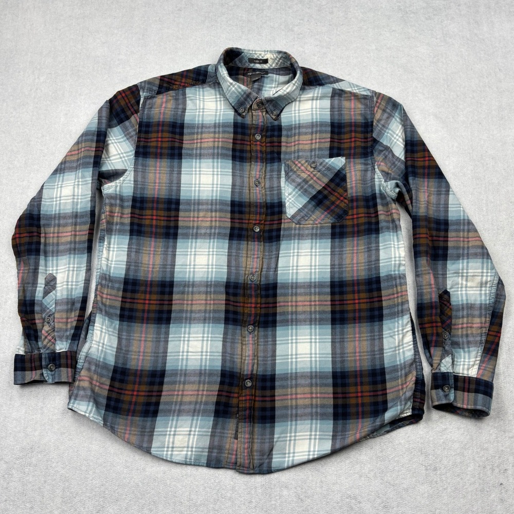 Eddie Bauer Shirt Mens XL Blue Plaid Flannel Long Sleeve Button Down Classic Fit